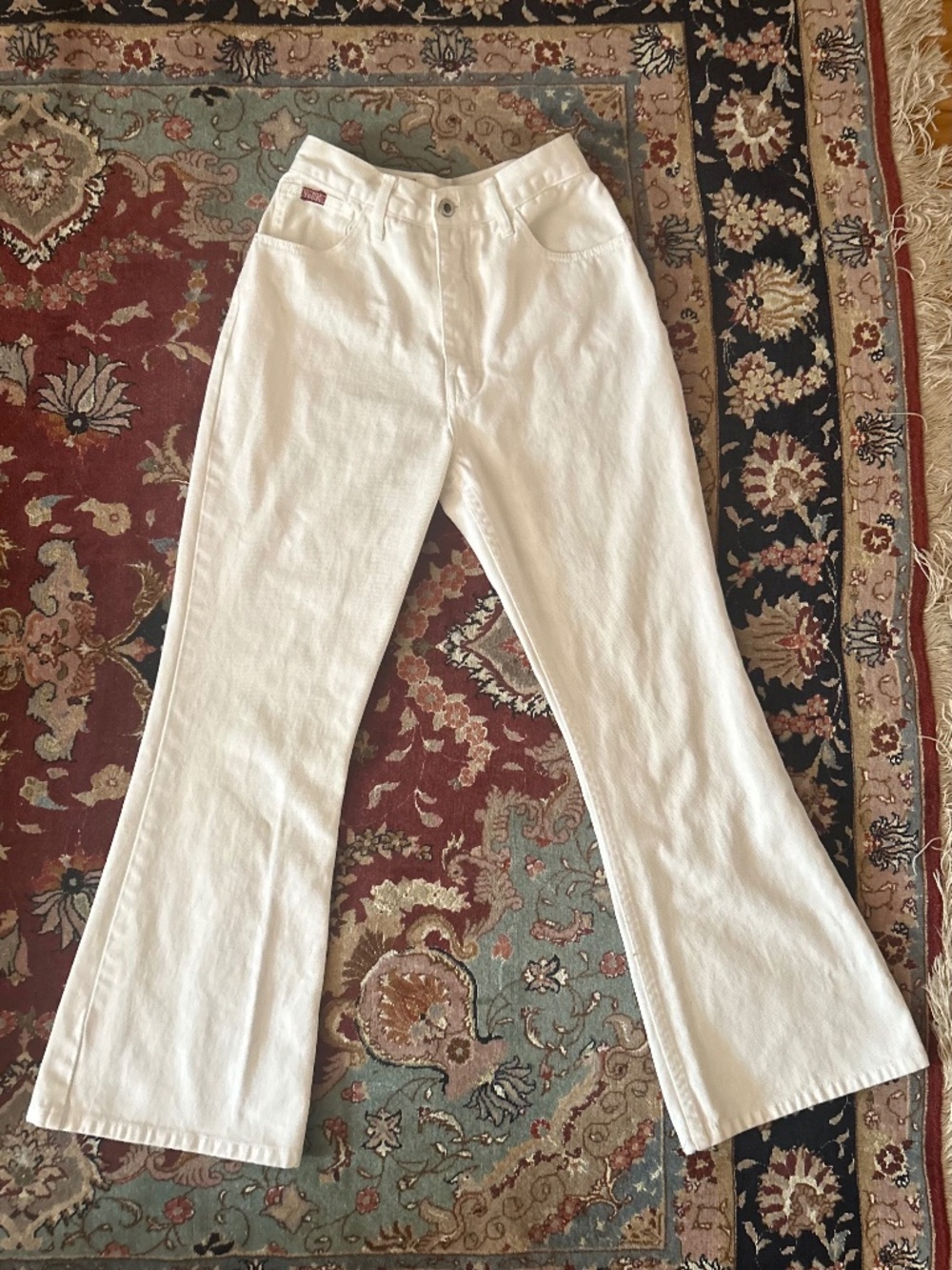 Vintage York Flared High Waist White Jeans Size 26